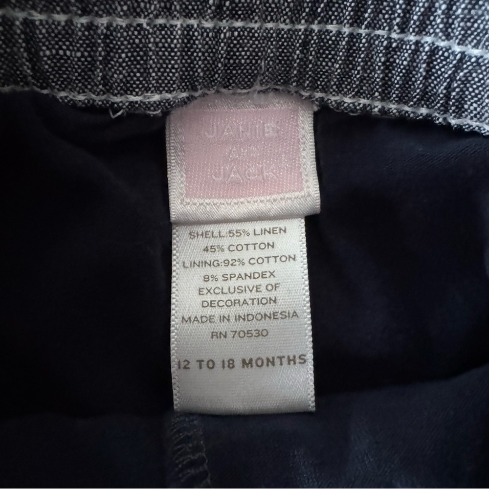 Janie & Jack Blue Linen Cotton Pleated Skort Bow Accents 12-18M - Picture 4 of 4